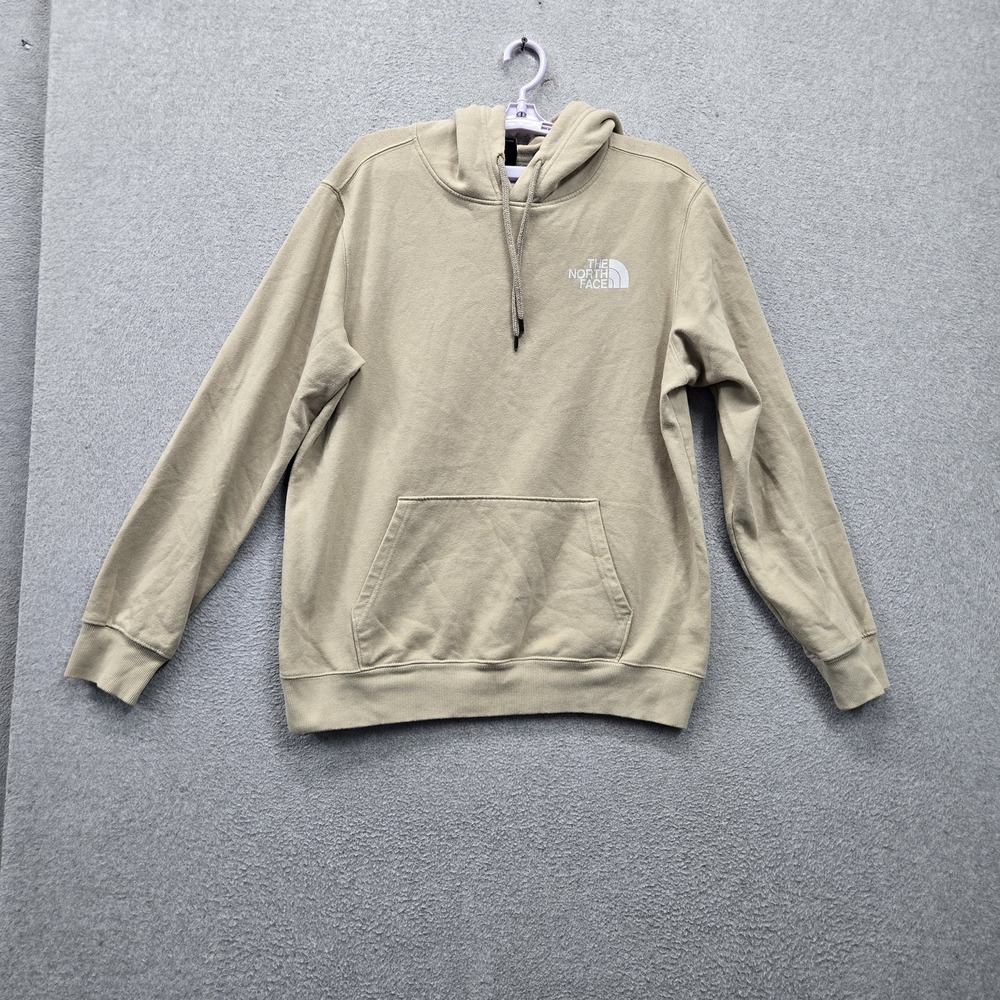 The North Face Men Hoodie L Beige NSE Logo Graphic Fleece Activewear Pocket